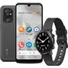 Doro 8100 + Smartwatch - 4G Smartphone Anziani - Cellulare Facile Anziani - Resistente all'Acqua - Fotocamera 13MP - Display 6.1 - Tasto Assistenza - Orologio Fitness - Uomo - Donna (Nero+Nero)