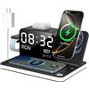 BLKE Stazione di Ricarica, Caricatore Wireless Doppio 7 in 1 con Orologio, Dock di Ricarica da Comodino con Luce, Adattatore da 33W, TimeSync, Caricatore Rapido per iPhone 17 16 15 14 13 12 Pro Max Apple