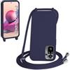 WenBaby Cover Compatible con Xiaomi Redmi Note 10 4G/Note 10S,Cellulare Girocollo Custodia con Cordino TPU Corda Silicone Case BumperCustodia, Blu navy