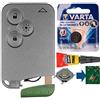 mt key Kit di riparazione RENAULT Kit chiave auto Smartkey Telecomando Custodia sostitutiva con 3 pulsanti + chiave di emergenza Vuoto + pulsante + batteria per Renault Laguna 2 Espace 4 Vel Satis