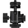 Instarter FlexMount Head Plus Testa a sfera 3-in-1 in alluminio con 2 slitte flash, testa per cavalletto fotografico con attacchi da 1/4" e 3/8", orientabile a 180°