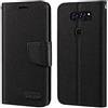 Shantime Custodia Flip in Tessuto Oxford e Pelle PU Compatibile con LG V30, Cover Protettiva con Chiusura Magnetica e Tasche per Carte (Nero)