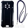 Shantime Custodia e Tracolla Compatibile con Blackview BV8800 Cover per Telefono e Cinturino da Collo Regolabile con Fibbie in Metallo e 2 Patch(Nero + Blu)