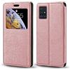 Shantime Custodia Flip in Pelle PU con Finestra Visibile e Chiusura Magnetica Invisibile Compatibile con Samsung Galaxy A51 4G 2019, Protezione Totale (Oro rosa)