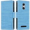 Shantime Custodia in Pelle PU a Righe Compatibile con Brondi Amico Smartphone 4G, Cover Portafoglio con Chiusura Magnetica, Scomparti Carte e Funzione Stand (Azzurro cielo)