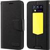 Shantime Custodia Flip in Tessuto Oxford e Pelle PU Compatibile con Oukitel WP100 Titan, Cover Protettiva con Chiusura Magnetica e Tasche per Carte (Nero)