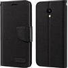 Shantime Custodia Flip in Tessuto Oxford e Pelle PU Compatibile con Meizu M6, Cover Protettiva con Chiusura Magnetica e Tasche per Carte (Nero)