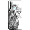 Mixroom - Cover Custodia Back case In TPU Silicone Morbido Per Xiaomi Redmi Note 8T Fantasia Cavallo Bianco E Nero M597