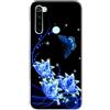 Mixroom - Cover Custodia Back case In TPU Silicone Morbido Per Xiaomi Redmi Note 8T Fantasia Fiori Farfalla Blu Strass L163