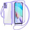 FERLAN Cover per Xiaomi Redmi 10 4G con Cordino, 360 Gradi Antiurto Custodia con Protezione Schermo Integrata Trasparente Rugged TPU Bumper Doppia Protettiva Cover per Xiaomi Redmi 10 4G -Viola