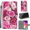 LeviDo-EU LeviDo Cover Compatibile per Samsung Galaxy A70 2019 Silicone Libro Motivo PU Pelle Magnetica Flip Portafoglio con Corda Disegni Antiurto Bumper Custodia Resistente Protettiva Case, Rosa Rosa
