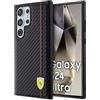 CG MOBILE Custodia Ferrari FEHCS24LN3DUR per S24 Ultra S928 Custodia Rigida Nera Linea Stampata in Carbonio
