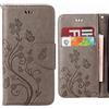 Ougger Cover per LG Q6 Custodia, Portafoglio PU Pelle Magnetico Morbido Silicone Flip Cover Protettivo Gomma Custodie per LG Q6 / M700 con Il Titolare della Carta, Striscia di Fiore (Grigio)