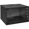 HMF 65707-02 Armadio rack 19 pollici, Armadio di rete | 7 U | 400 mm di profondità | porta in vetro | nero