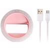 rivestiiltuogarage HITECH rosa Selfie Ring Light Ricaricabile, Luce ad Anello, Luce per Selfie 3 Livelli di Luminosità 40 LED con Clip, per Youtube, Facebook, TikTok