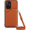 PekaTech Custodia con Collana per OPPO A94 5G con Cordino e Porta Carte, Cover Portafogli di Pelle PU [Antiurto] [AntiGraffio] [Antiscivolo] con Cordino Case con Laccio Tracolla, Marrone