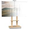 XTRARM Duolite mobile, supporto TV regolabile in altezza per 45-110 pollici e max. 120 kg, max. VESA 900x800, con ripiani e ciabatta, bianco, manuale