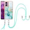 SNCLET Cover per Motorola Moto G24 Custodia con Collana Regolabile Crossbody Cover Lanyard Collana Antiurto Anti Scratch TPU Edges Necklace Custodia per Motorola Moto G04/G24 Phone Cover,Verde D'oro