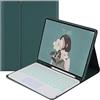 HLTOOP Custodia con Tastiera per Samsung Galaxy Tab S8 / S7 11 inch (SM-X700/X706/T870/T875/T876) Con Supporto Per Penna S, Retroilluminazione A 7 Colori, Tastiera Bluetooth Wireless Rimovibile,Deep green