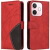 XINNI Cover Protettiva per Oppo A5 PRO 5G Case, retrò Cellulare Custodia Libro Antiurto in Flip Pelle PU/TPU, Portafoglio Flip Magnetica, Rosso