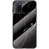BeyondTop Custodia per Oppo A52 Sottile e Slim Marmo Cover Posteriore in Vetro Temperato con Bordo in TPU Protettiva Cover per Oppo A52 (Nera Bianco)