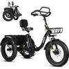 ESKUTE Triciclo Elettrico per Adulti T302 Pro, Fat Bike Elettrica 20×4.0 Pieghevole con Batteria Rimovibile 48V 20,8Ah, eBike a Tre Ruote con Motore 65Nm, Cambio 7 Velocità, Autonomia fino a 130 km