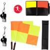 Linkidea Kit per Arbitro di Calcio, bandierine guardalinee a Scacchi, Carte da Arbitro con registro e Matita, Fischietto da Arbitro e Moneta da Lancio per Calcio