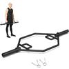 KOMFOTTEU Trap Bar, Manubrio Esagonale con Manico Pieghevole, Barbell Barra Olimpica, Hex Bar Deadlift in Acciaio con Chiusura a Molla, fino a 363 kg per Casa e Palestra, Ø 50 mm (Nero)