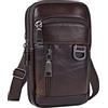 Cymwer Marsupio da uomo, marsupio in pelle, for uomo e donna, borsa a tracolla vintage piccola borsa a tracolla da viaggio, escursionismo, corsa, cintura for cellulare sottile, Marrone