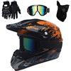 FASXZVM Gioventù Bambino Integrale MTB Casco Motocross, con Occhiali Guanti Maschera, Fuori Strada ATV Moto Cross Casco, Discesa BMX Quad Bike Gara di Enduro Bicicletta Sporca Schianto Casco (Color : Orange