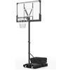COSTWAY Canestro da Basket Regolabile 160-305 cm in Altezza per Adulti, Canestro con Piantana a Ruote, Canestro con Asta e Base Riempibile per Interno ed Esterno, Nero