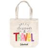 Colourbook Borsa Tote Cotone Travel Scritta Rilievo Lana 37x39 cm Lavabile Lavatrice Shopper Viaggio Vacanza Spiaggia Spalline Rinforzate Canvas