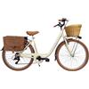 Cicli Tessari - bicicletta donna bici da passeggio city bike 26 cambio 6 velocita' telaio basso cesto in vimini vintage con borse laterali