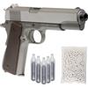 Generico 1911 Tactical Series pistola softair CO2 full metal scarrellante, 5 bombolette e 1000 pallini, caricatore 15 pallini, slitta sotto canna, sicura, POTENZA 0,9 JOULE (Metallo)