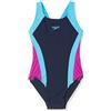 Speedo Contrast Panel Splashback, Costume da Bagno Intero Bambina, Multicolore (Navy/Turquoise/Diva), 5-6 Anni