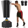 COSTWAY Sacco da Boxe con Base a Ventosa e Sistema Antivibrazioni | Sacca da Boxe da Terra Autoportante e Pesante 173 cm con Guantoni e Costruzione a 5 Strati per Adulti e Palestra Domestica