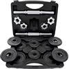 ScSPORTS® Set di manubri con trolley, 10/15/20 kg, cromati, antiscivolo, piastre in ghisa, 30/31 mm, nero/argento, set di pesi, sollevamento pesi, palestra (10 kg + 2 manubri (nero))