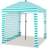 COSTWAY Tenda da Spiaggia Pieghevole 183 x 183 cm, Tenda da Mare con Borsa di Trasporto, Parete Removibile e 8 Tasche per Sabbia, per Spiaggia, Campeggio e Picnic (Verde e Bianco, 183 x 183 cm)