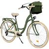 Balticuz OU Bici comfort cestino, bici olandese, bici da donna, bici da città, retrò, vintage, 26 pollici, verdecrema, 7 velocità