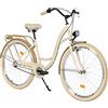 MILORD Volkine. Comfort Bike con Cesto, Bicicletta da Città Donna, 3 velocità, Bianco, 24
