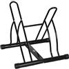 HOMCOM Rastrelliera da Terra per 2 Biciclette con Pneumatici Fino 6.5 cm, Telaio Orientabile in Acciaio Nero, 60x54x57cm