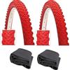CicloSportMarket 2 x Copertone 26 X 1.95 Rosso Bicicletta Mountain Bike + 2 x Camera d'Aria Omaggio