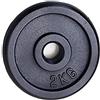 Hobbyesport Coppia dischi pesi in Ghisa da 2 Kg Foro 25 mm Per manubri e bilancieri totale 4 Kg