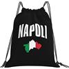 IUBBKI Napoli Italia Zaino con coulisse bandiera italiana Borsa da palestra nera Borsa sportiva Sacca per uomo Donna Bambini