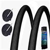 ECOVELO 2 COPERTONCINI DEESTONE 700X23C (23-622) + CAMERE PNEUMATICI ANTI PUNTURA PIEGHEVOLI X BICI CORSA STRADA ROAD (Valvola 48 mm)