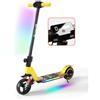 E-RIDES Monopattino elettrico per bambini dai 6 ai 12 anni, con luce arcobaleno colorata, portata di 5 - 8 Km, scooter elettrico pieghevole per bambini, 130 W, per ragazzi