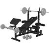 GORILLA SPORTS® Panca Multifunzione - Con Set di Pesi, Regolabile, Portabilanciere, Cavo, Stazione Butterfly, Curl per Gambe, Max. 280 kg, Bianco/Nero - Panca Palestra, Stazione Fitness, Allenamento