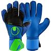 uhlsport AQUASOFT Guanti da portiere Keeper Calcio Soccer Gloves con fissaggio al polso - specifici per il tempo bagnato - Pacific blu/nero/verde fluo - taglia 9,5