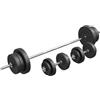 GORILLA SPORTS® Set Bilanciere - Diametro 30 mm, Lunghezza 170cm, con 2 Manubri e 14 Dischi di Peso, 6 Chiusure a Stella, Peso Totale 70 kg - Barra, Asta Pesi, Palestra, Fitness