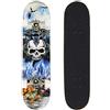 Supfine - Skateboard completo, 79 x 19,5 cm, con ruote a 7 strati, doppio kick concave, con cuscinetto ABEC-7, unisex, motivo: teschio